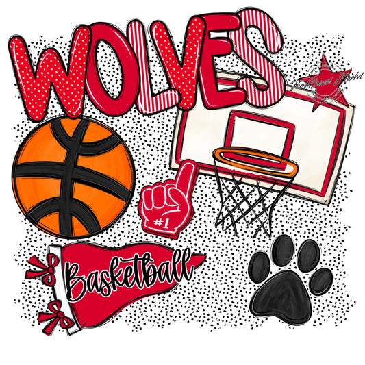 Wolves Basketball Spirit-Red