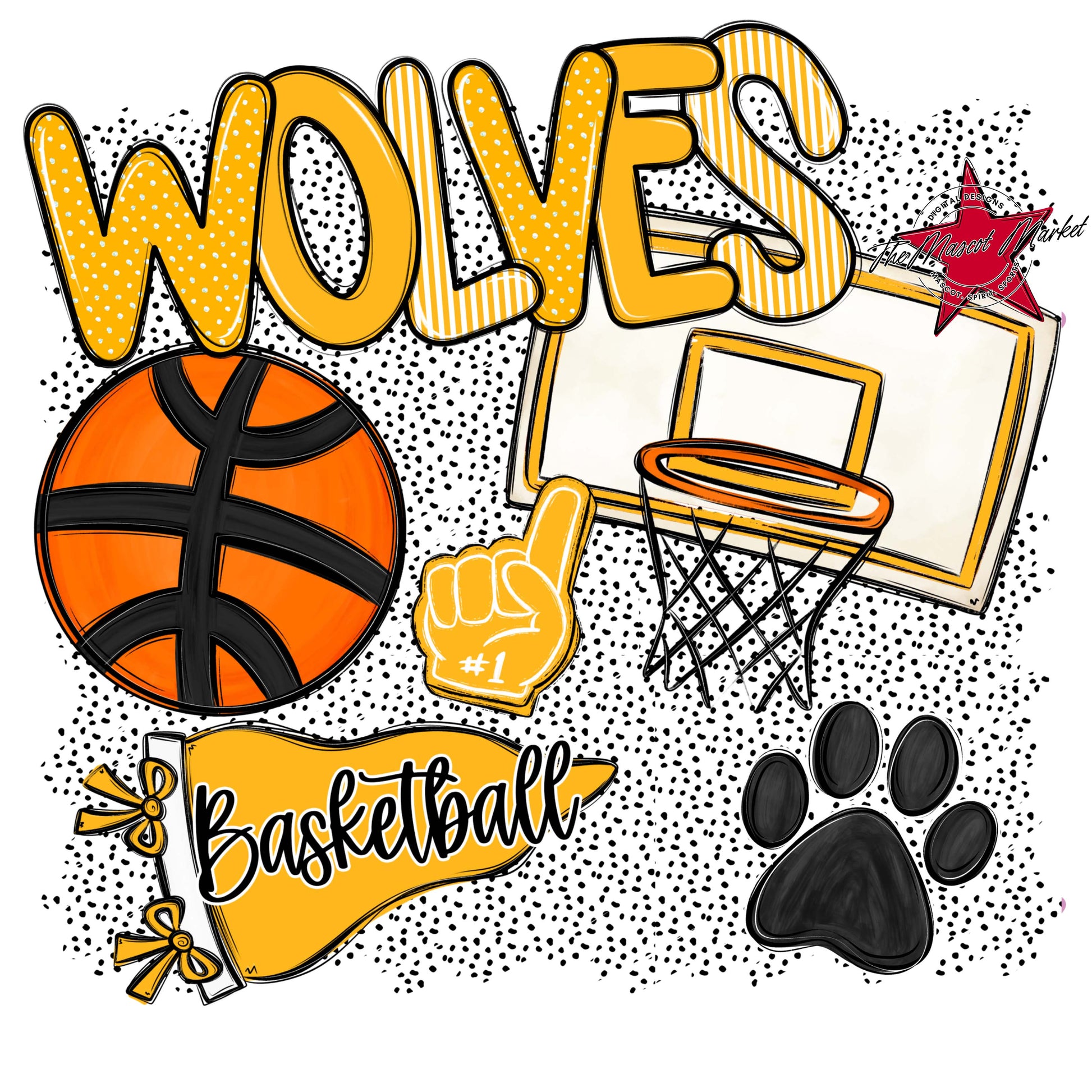 Wolves Basketball Spirit-Yellow