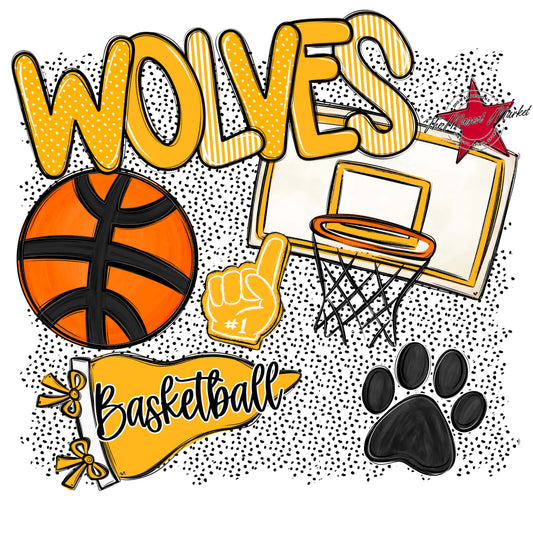 Wolves Basketball Spirit-Yellow