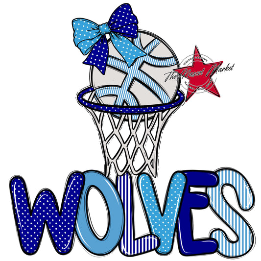 Wolves Basketball Spirit Design-Blue & Carolina Blue