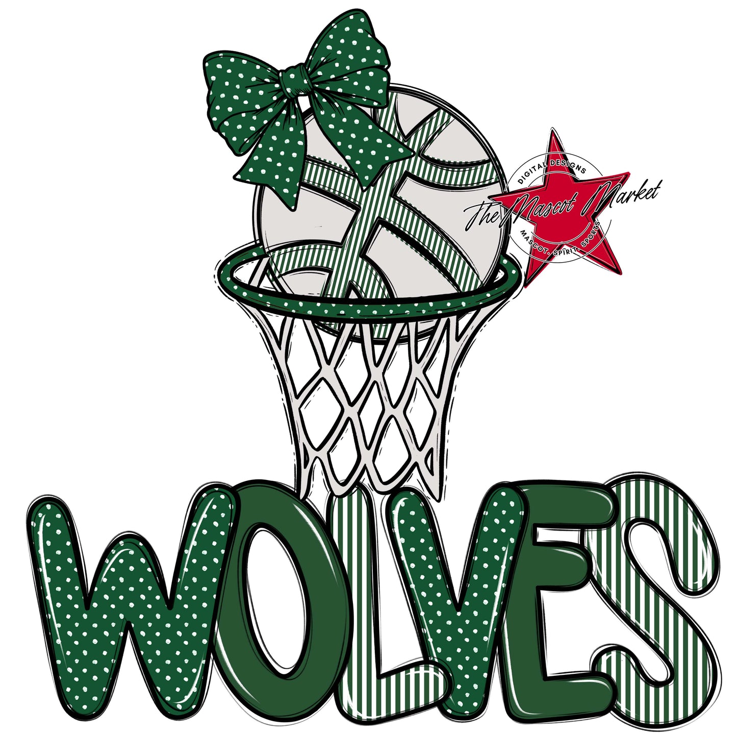 Wolves Basketball Spirit Design-Green
