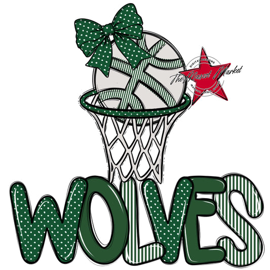 Wolves Basketball Spirit Design-Green