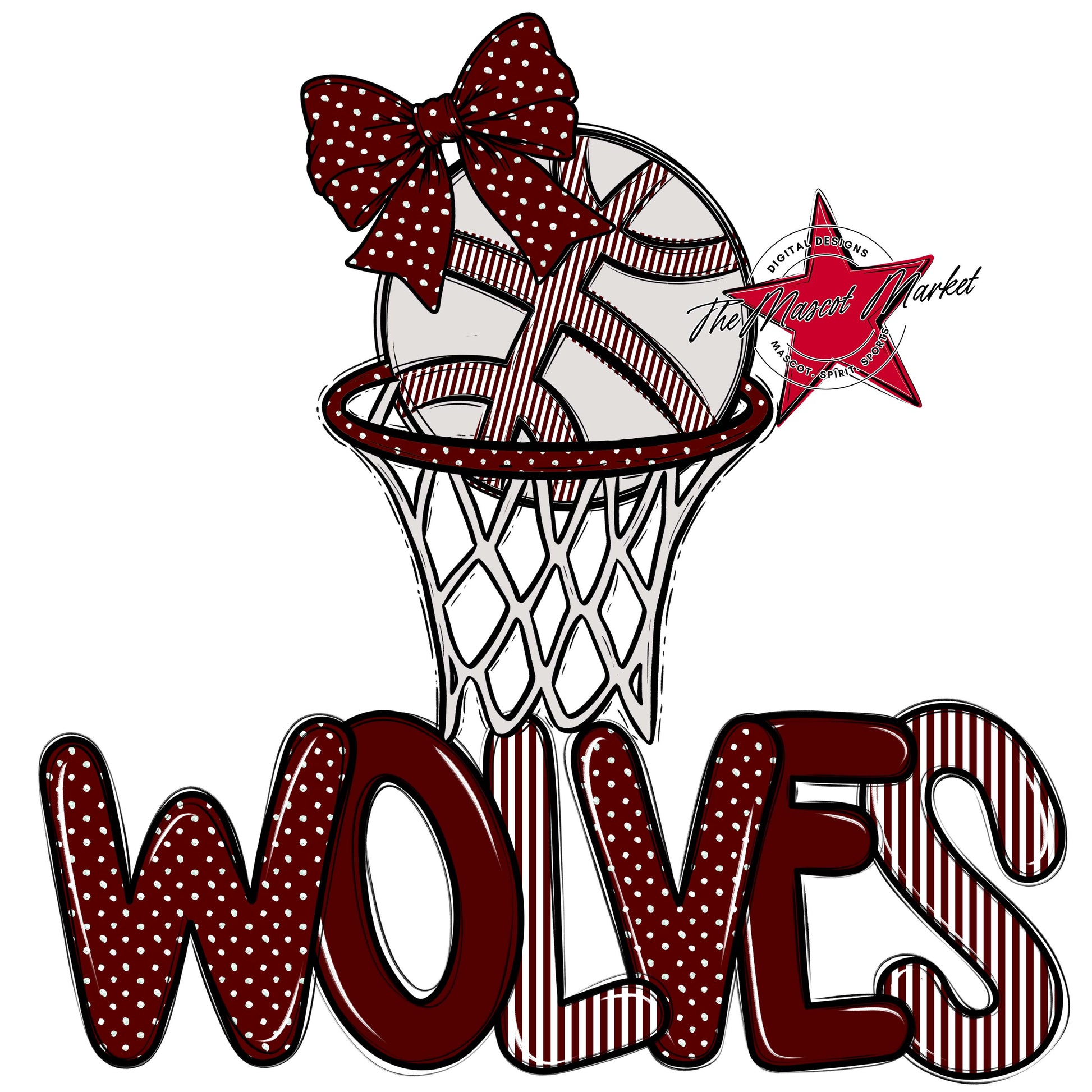 Wolves Basketball Spirit Design-Maroon