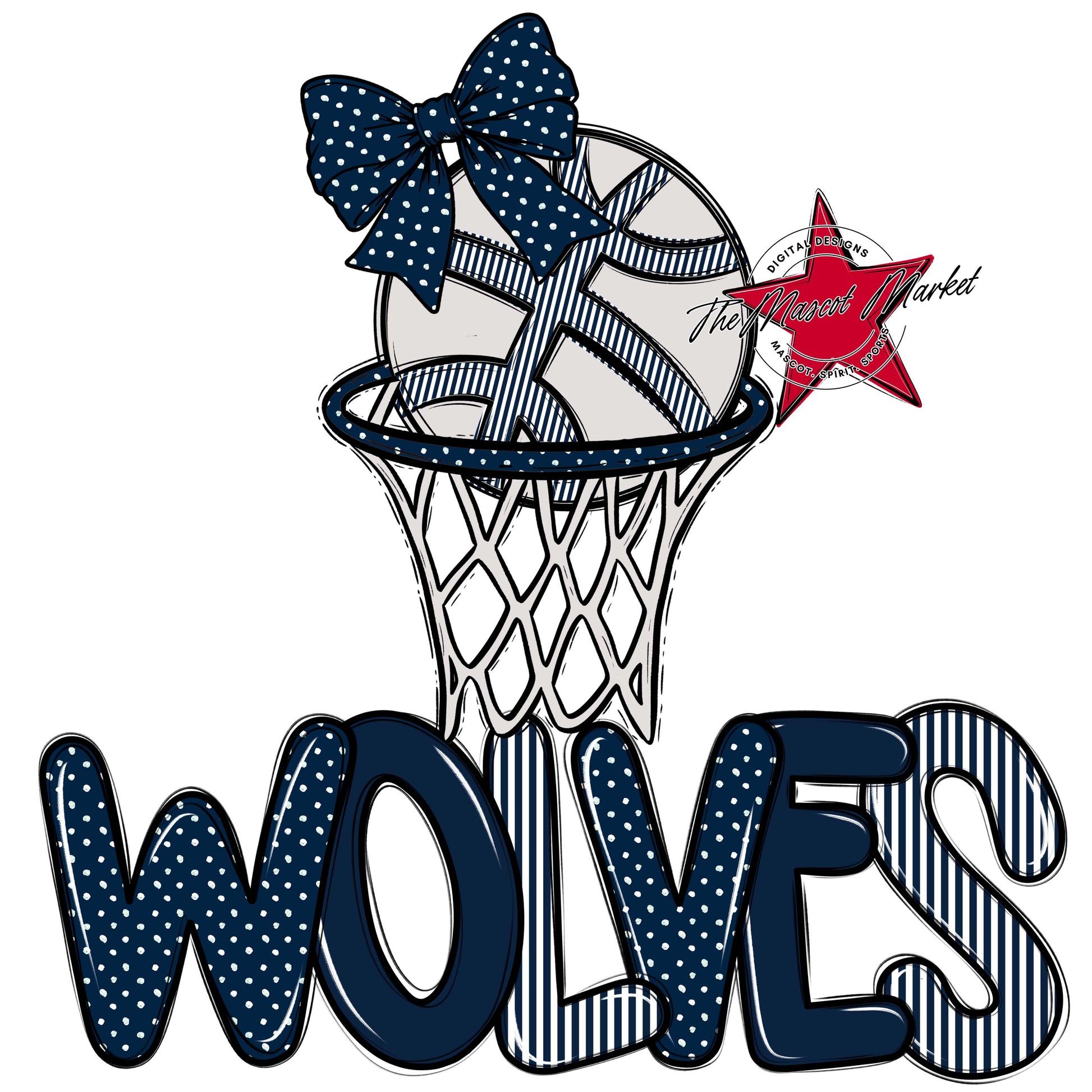 Wolves Basketball Spirit Design-Navy
