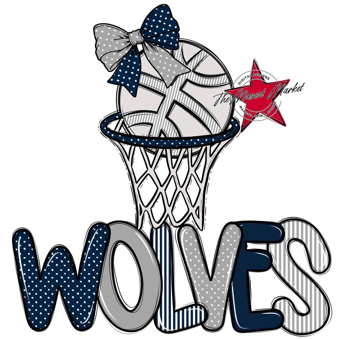 Wolves Basketball Spirit Design-Navy & Grey