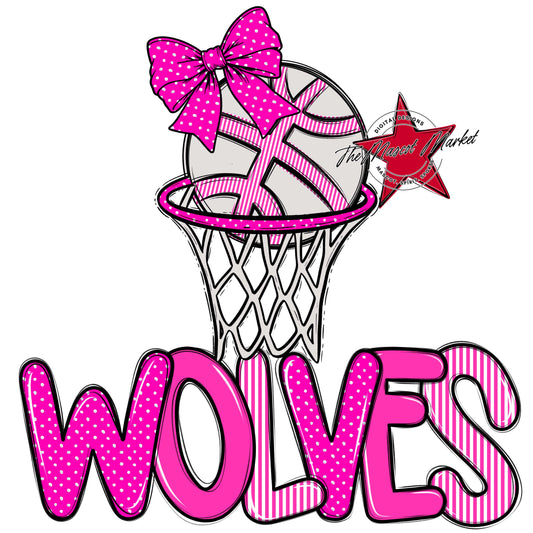 Wolves Basketball Spirit Design-Pink