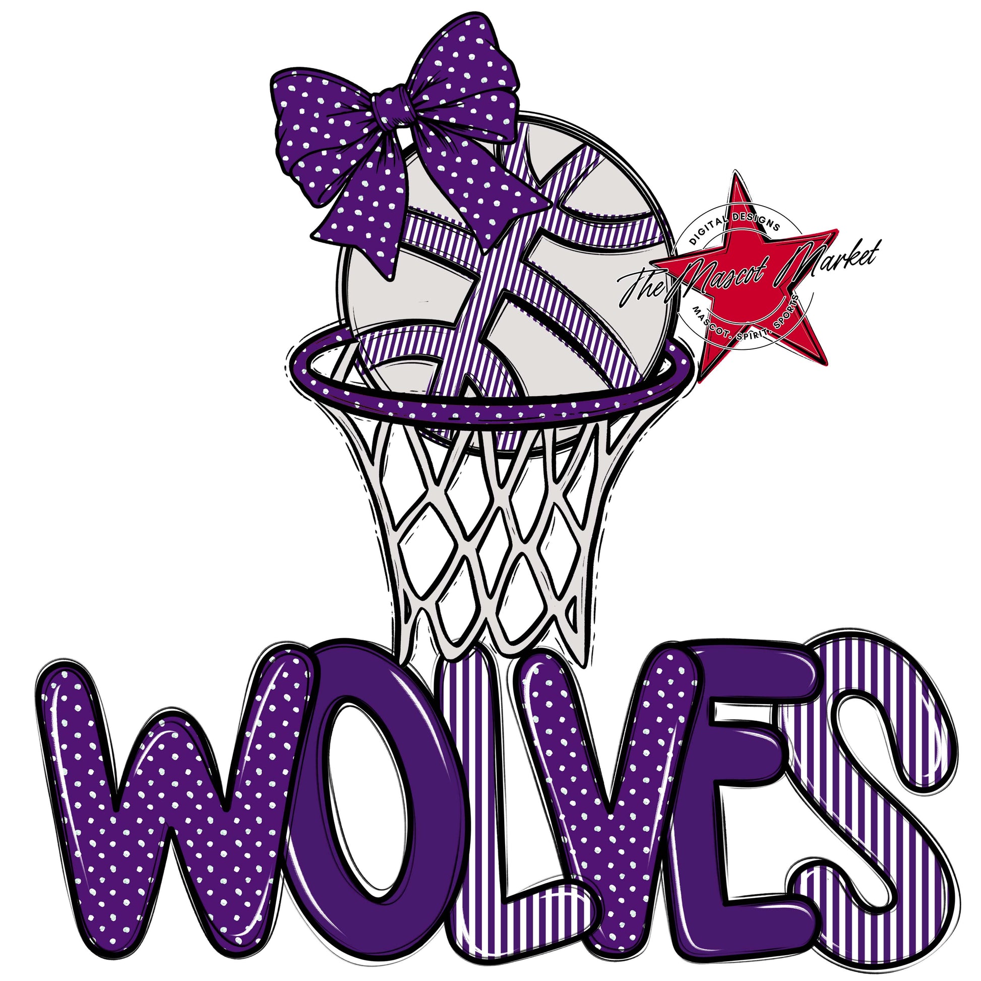 Wolves Basketball Spirit Design-Purple