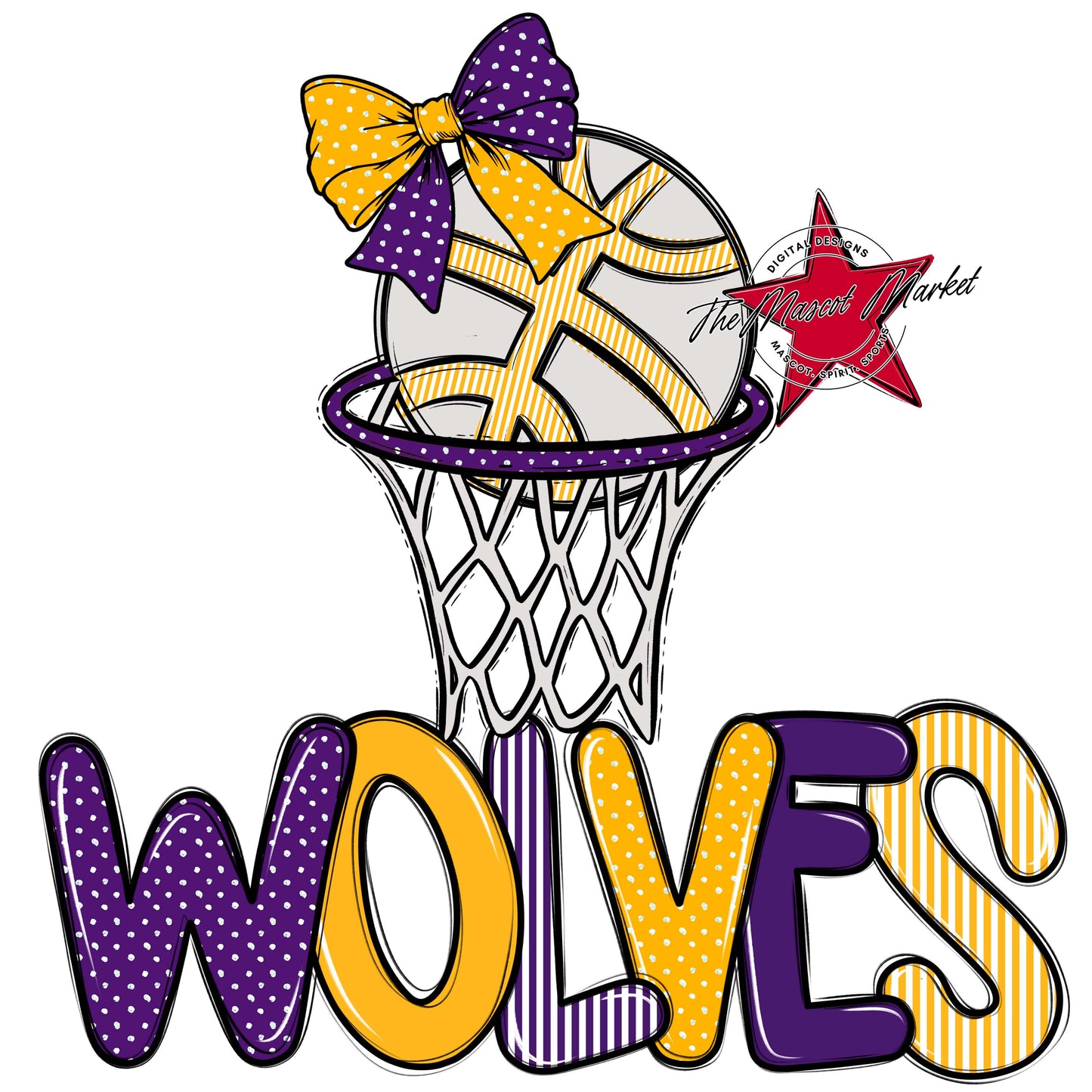 Wolves Basketball Spirit Design-Purple & Yellow