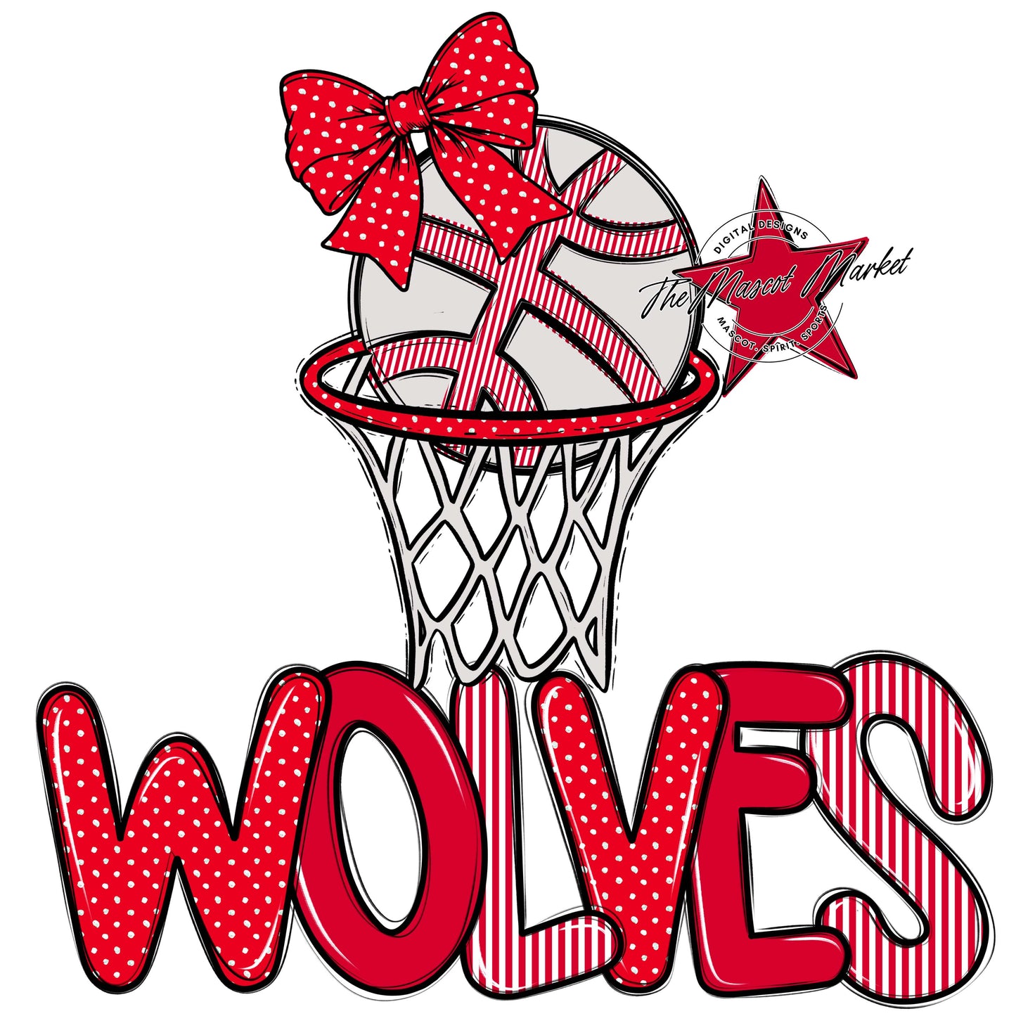 Wolves Basketball Spirit Design-Red