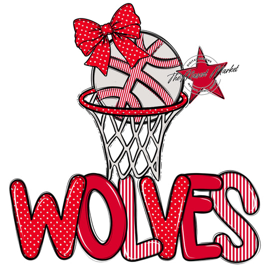 Wolves Basketball Spirit Design-Red