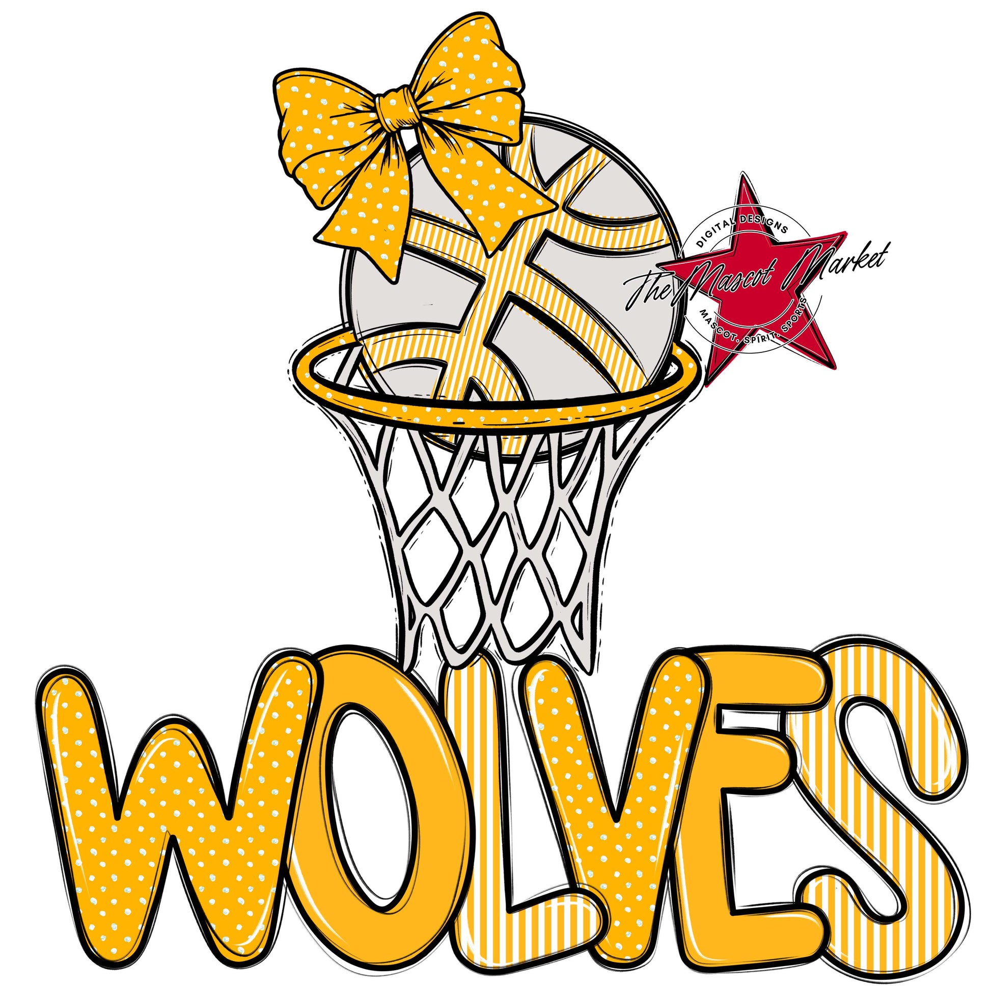 Wolves Basketball Spirit Design-Yellow