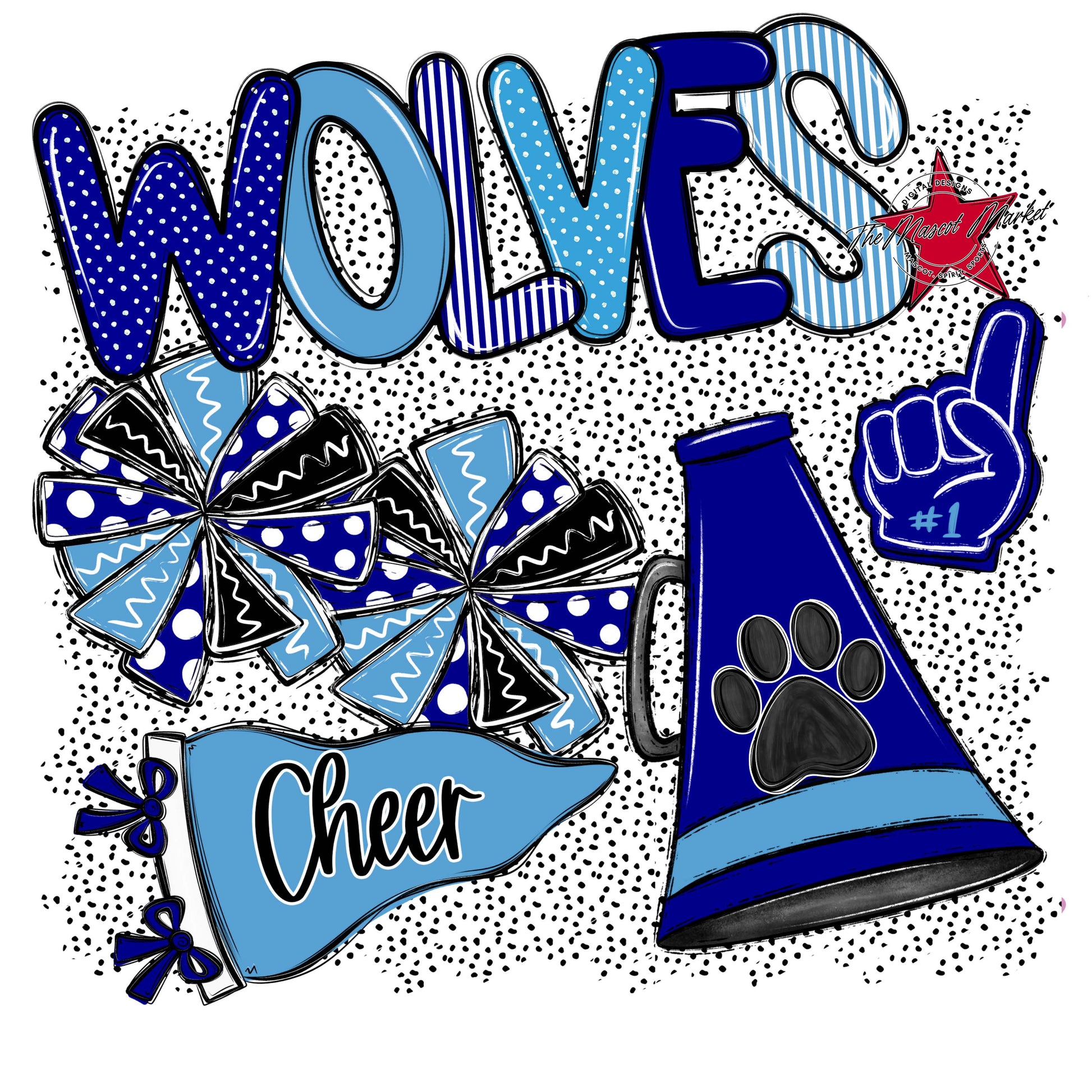 Wolves Cheer Spirit-Blue & Carolina Blue