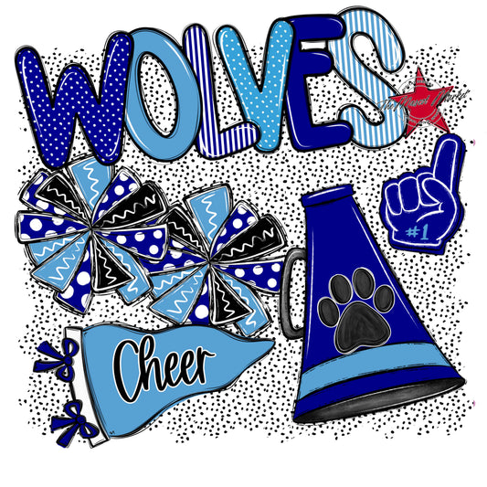 Wolves Cheer Spirit-Blue & Carolina Blue