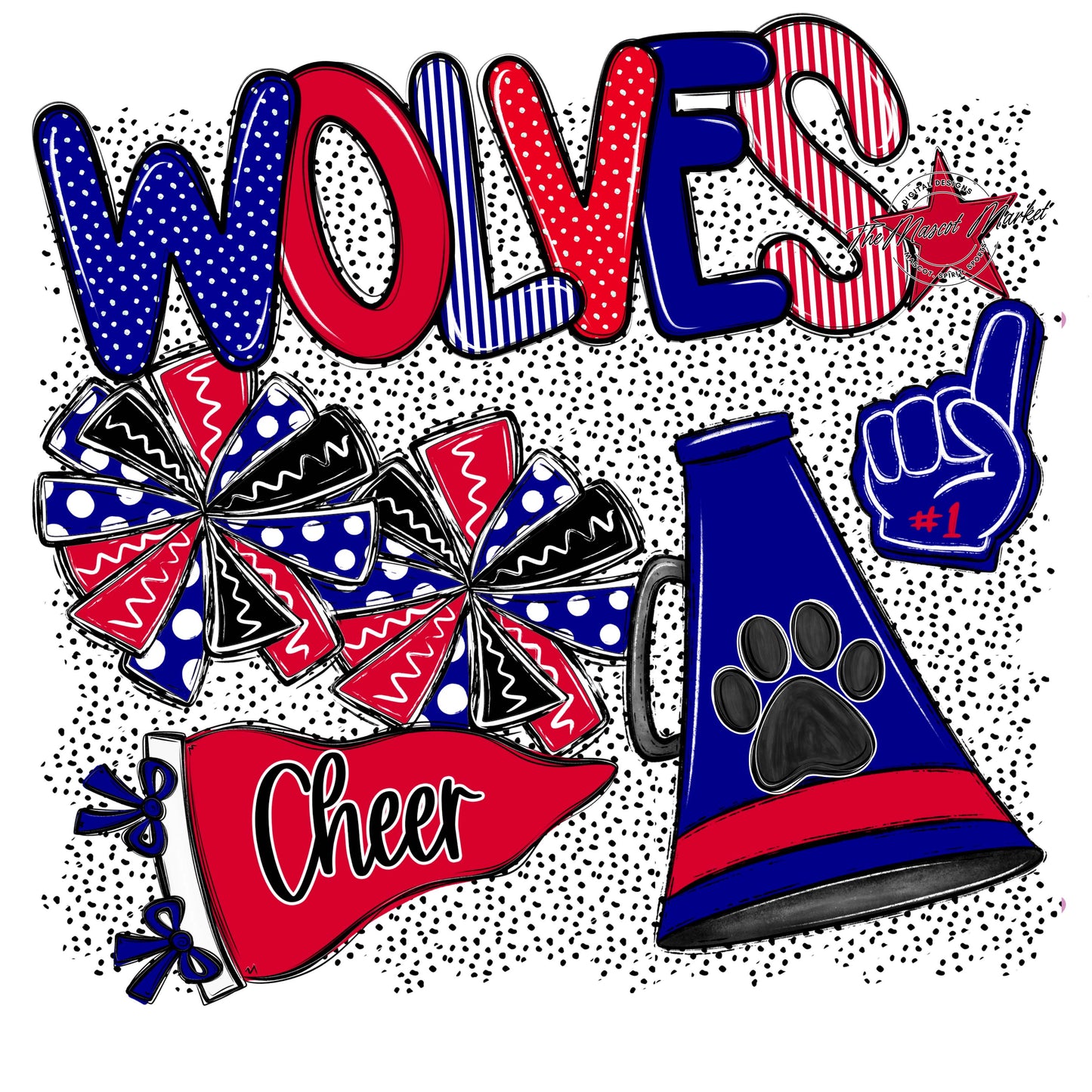 Wolves Cheer Spirit-Blue & Red