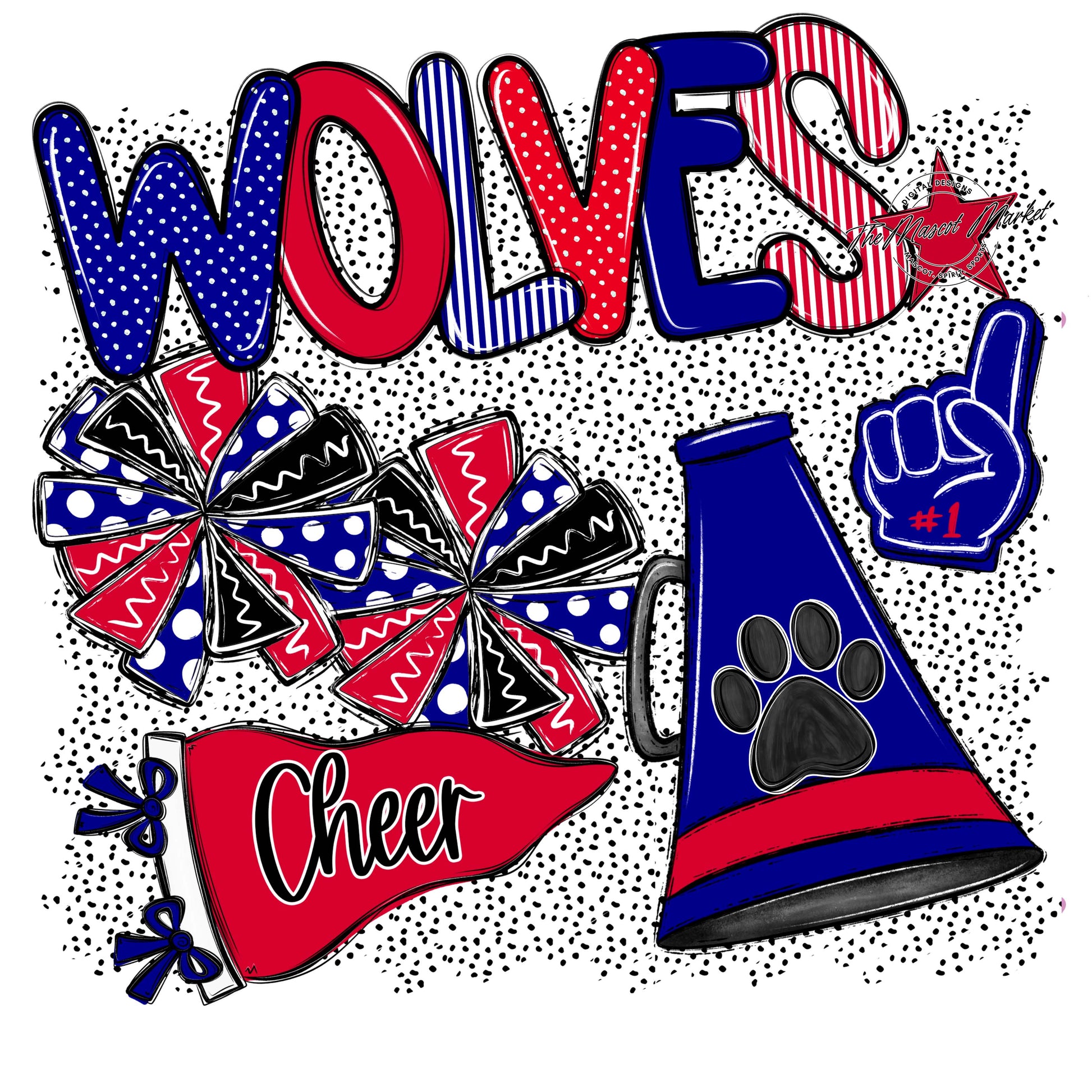 Wolves Cheer Spirit-Blue & Red