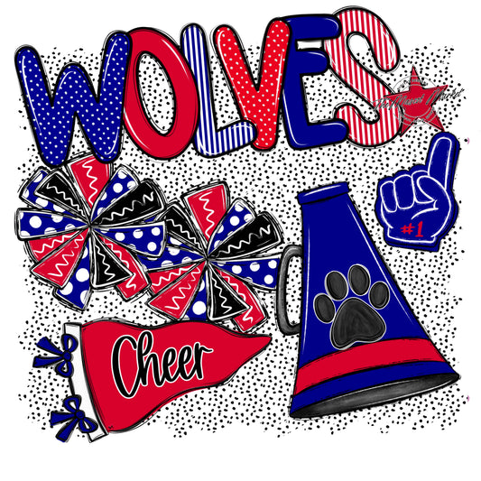 Wolves Cheer Spirit-Blue & Red