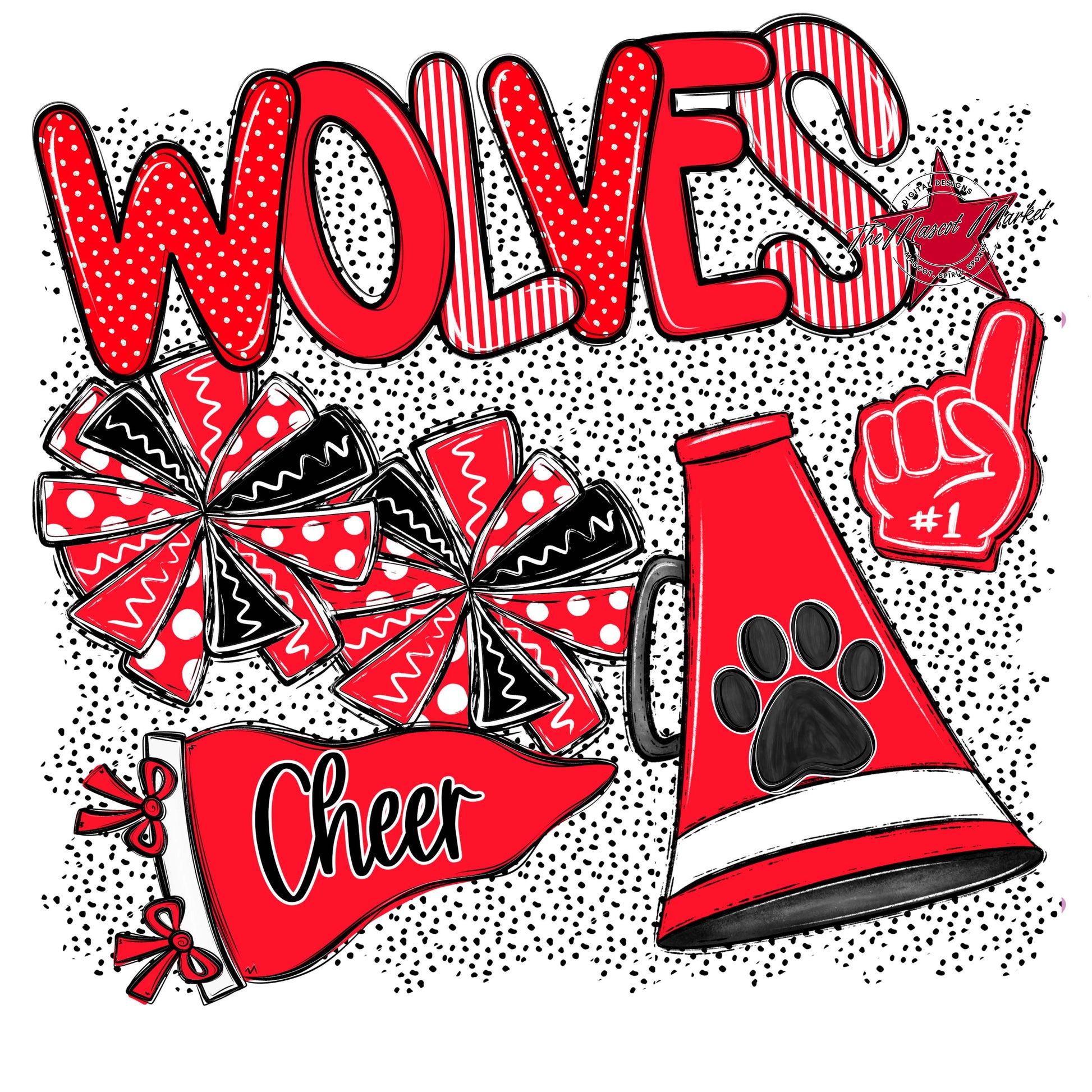 Wolves Cheer Spirit-Bright Red