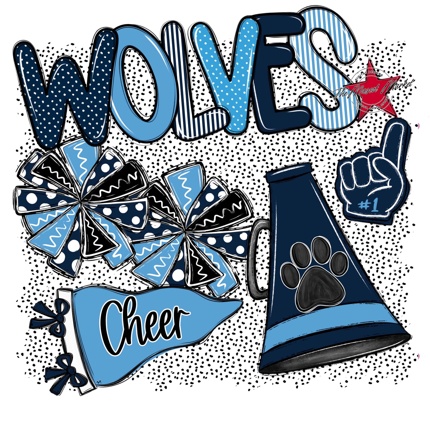 Wolves Cheer Spirit-Navy & Carolina Blue
