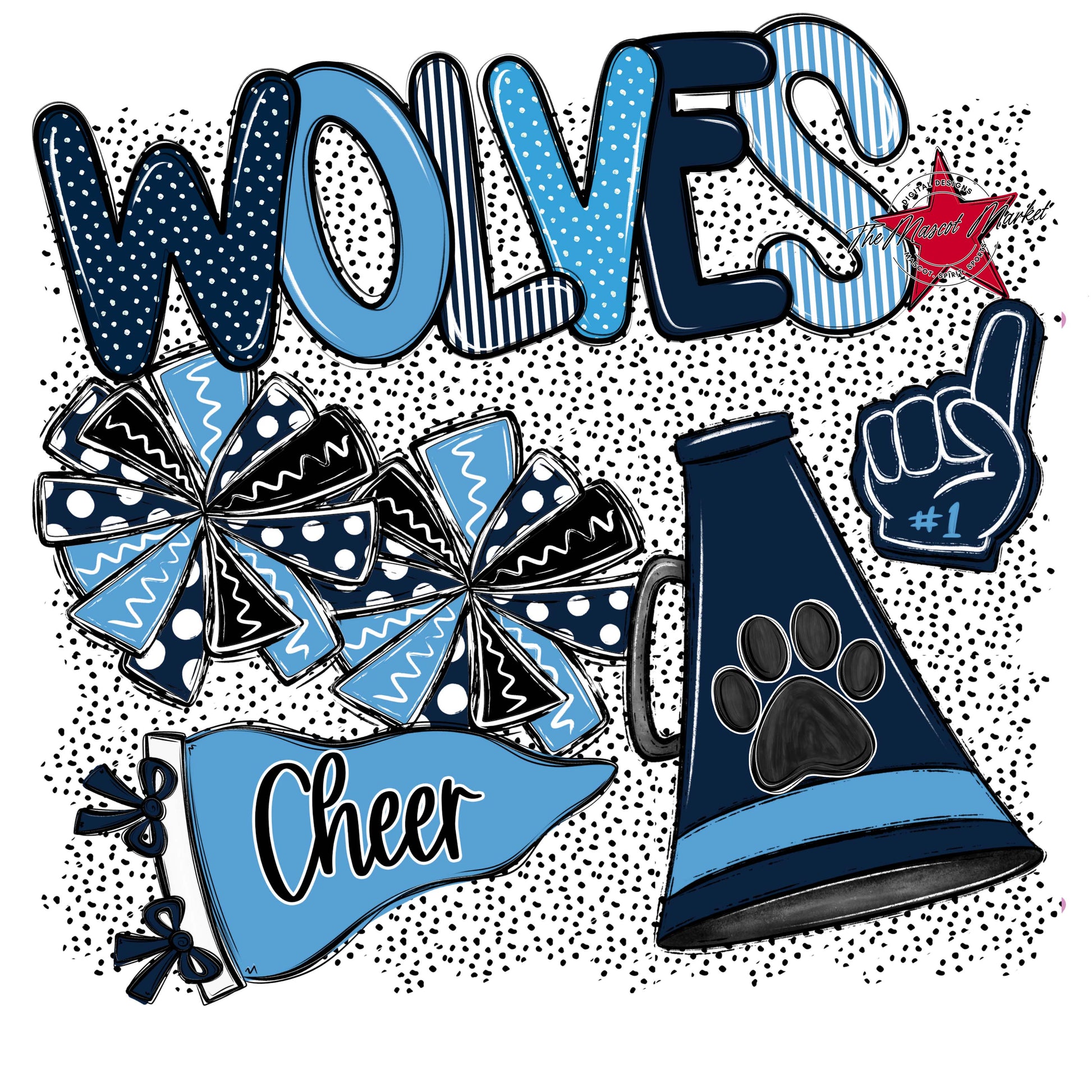 Wolves Cheer Spirit-Navy & Carolina Blue