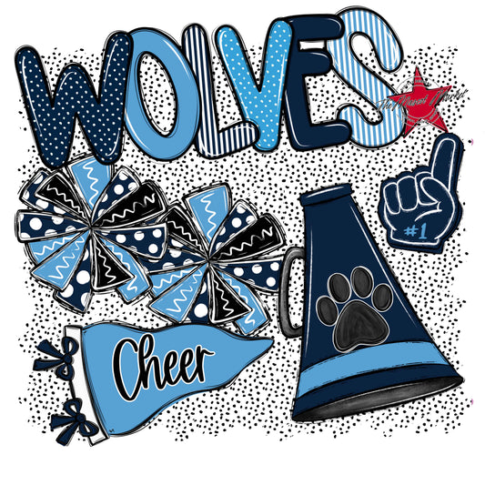 Wolves Cheer Spirit-Navy & Carolina Blue