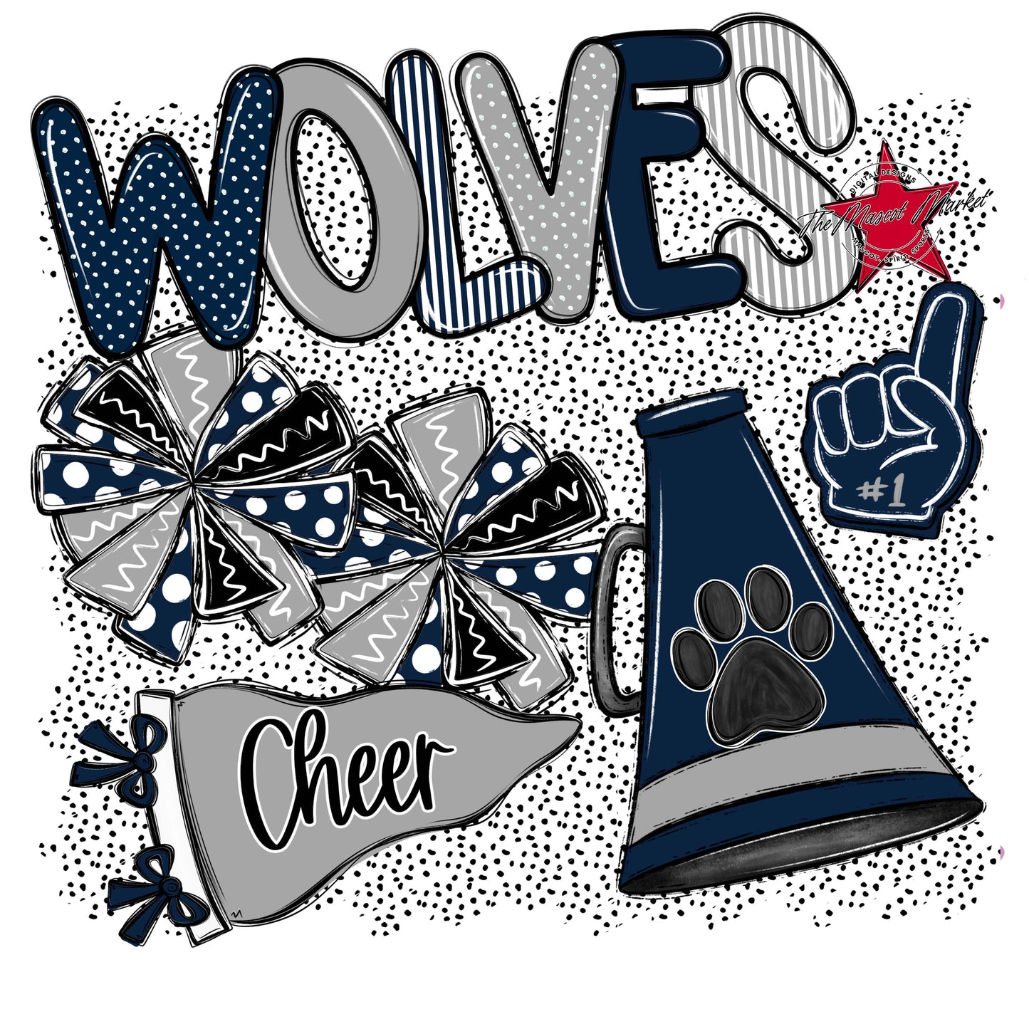 Wolves Cheer Spirit-Navy & Grey