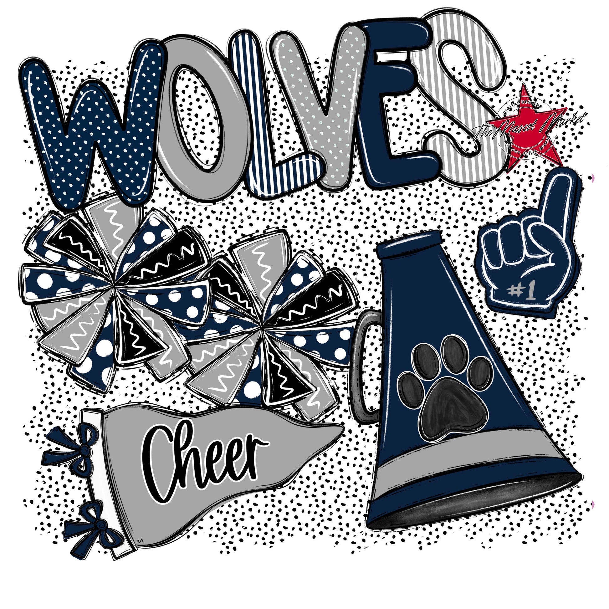 Wolves Cheer Spirit-Navy & Grey