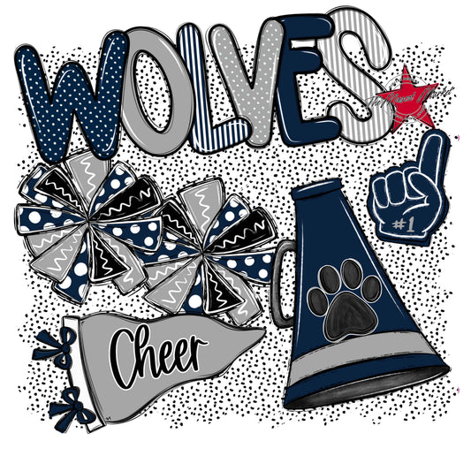 Wolves Cheer Spirit-Navy & Grey