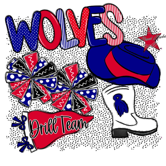 Wolves Drillteam Spirit-Blue & Red