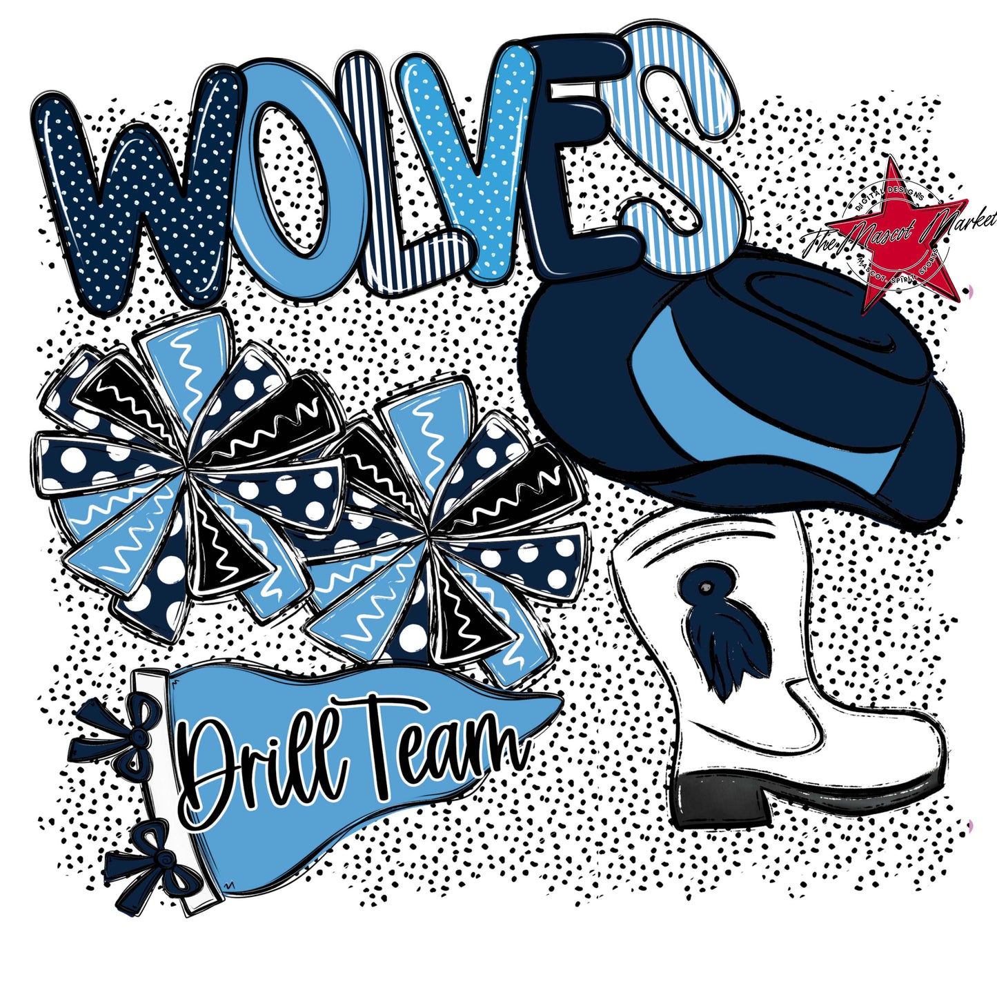 Wolves Drillteam Spirit-Navy & Carolina Blue