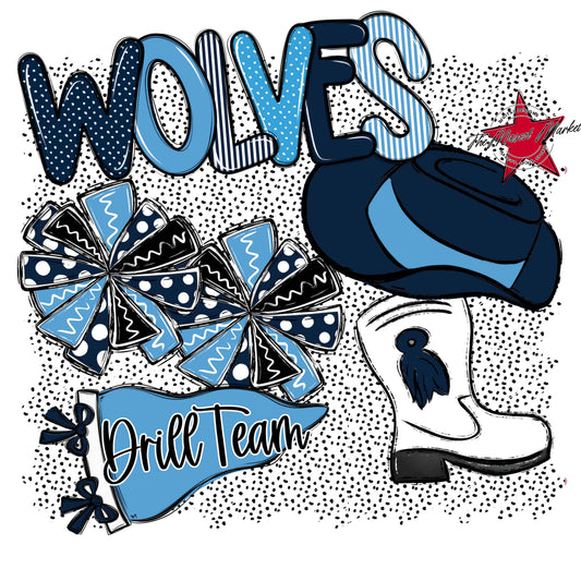 Wolves Drillteam Spirit-Navy & Carolina Blue