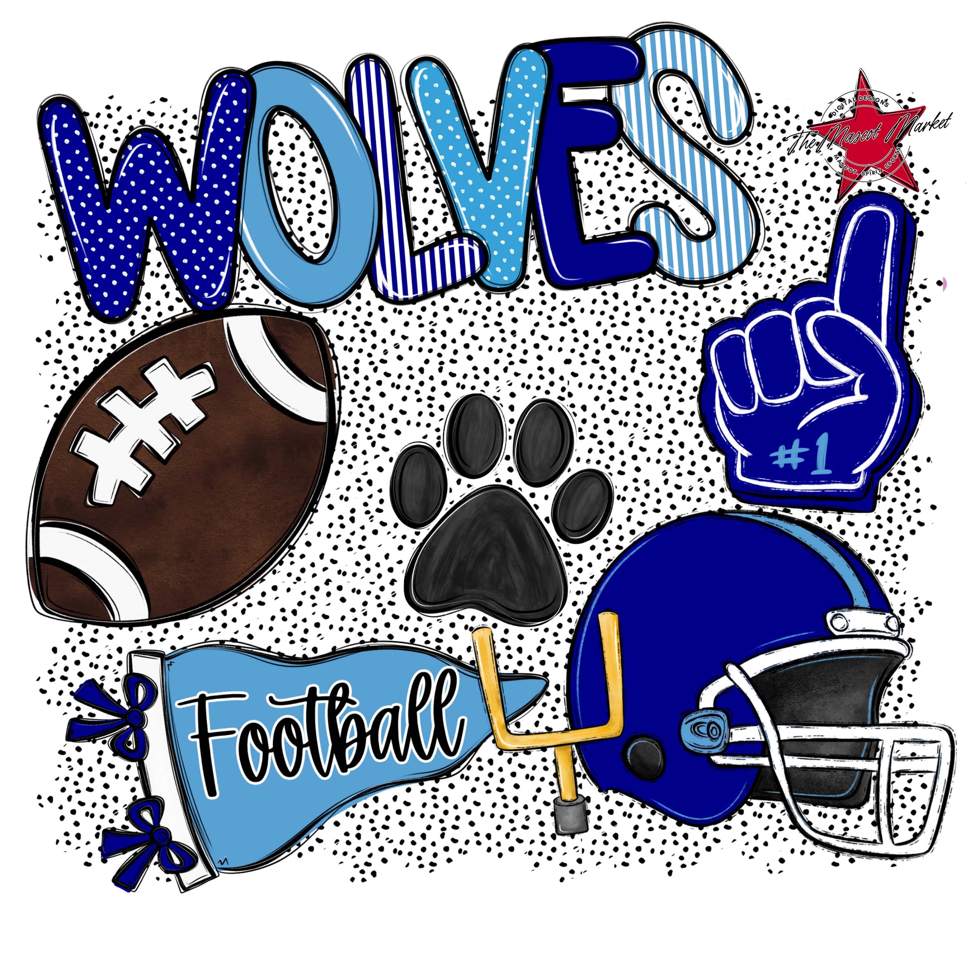 Wolves Football Spirit-Blue & Carolina Blue