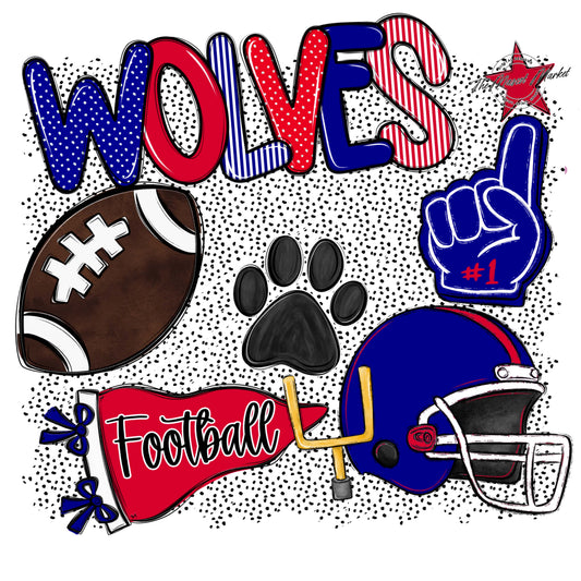 Wolves Football Spirit-Blue & Red