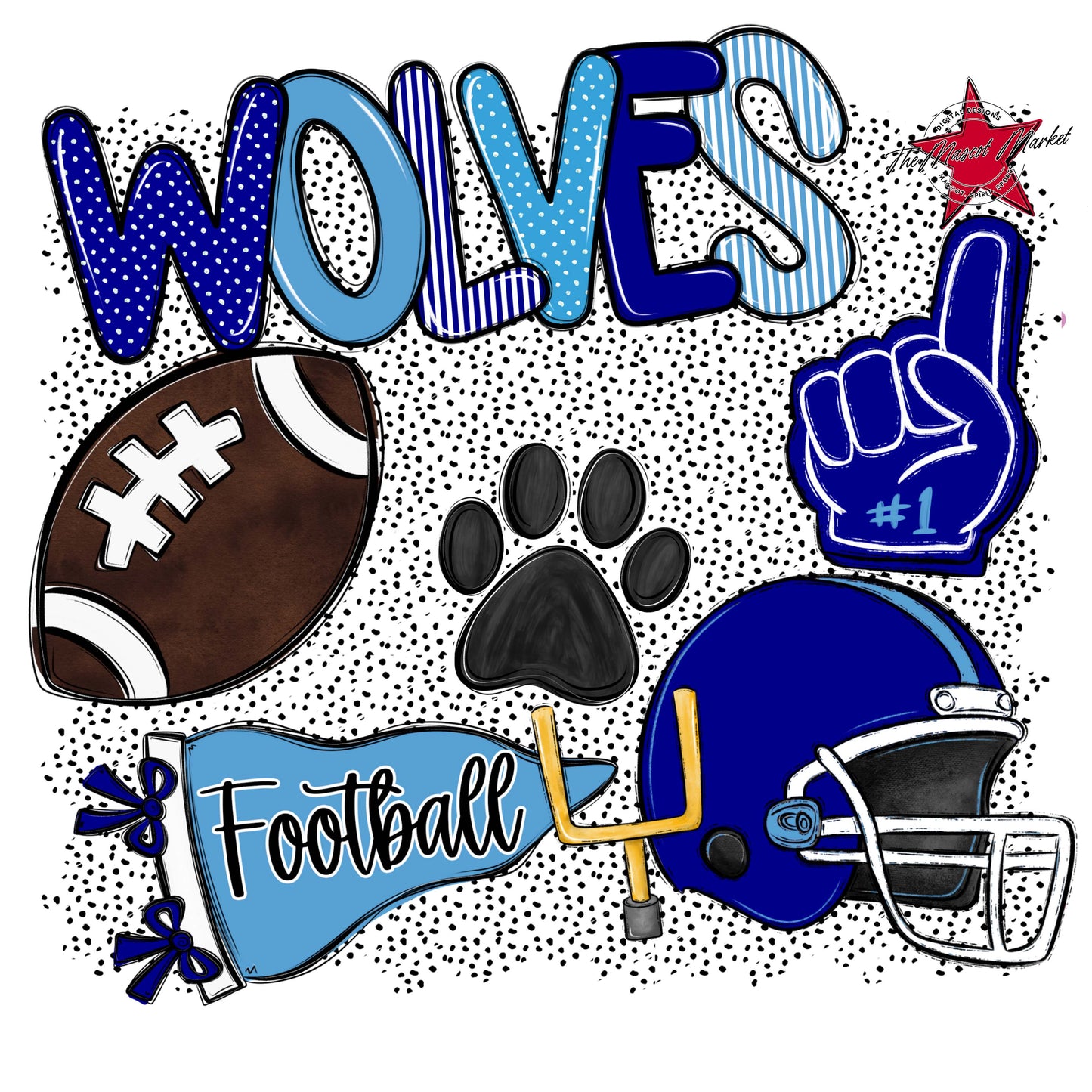 Wolves Football Spirit-Blue & Carolina Blue