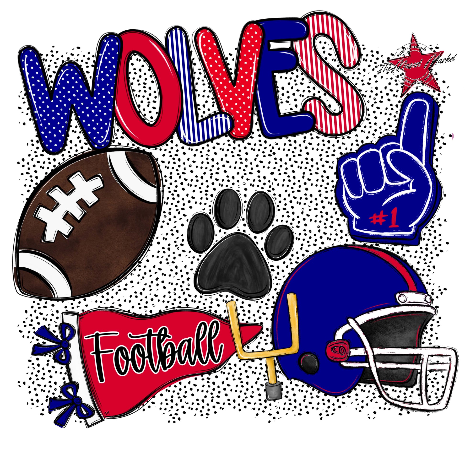 Wolves Football Spirit-Blue & Red