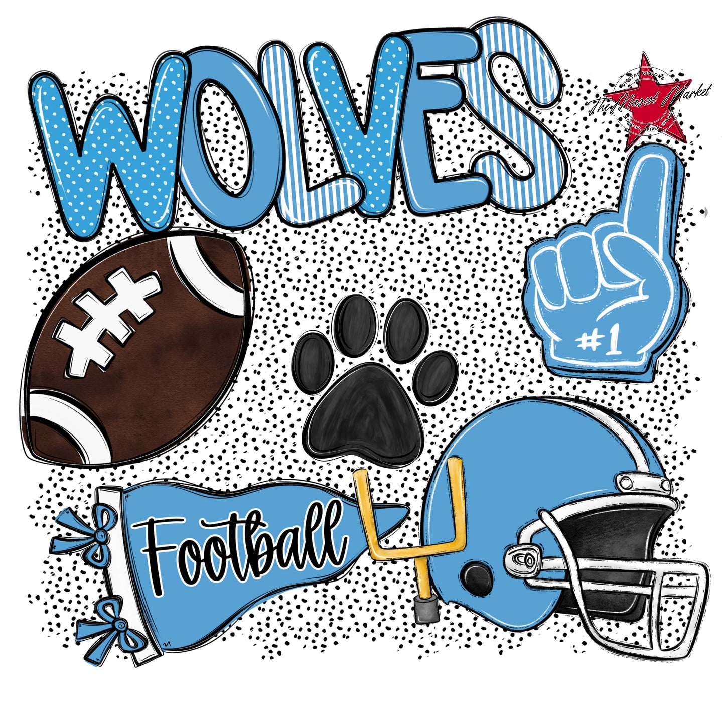 Wolves Football Spirit-Carolina Blue