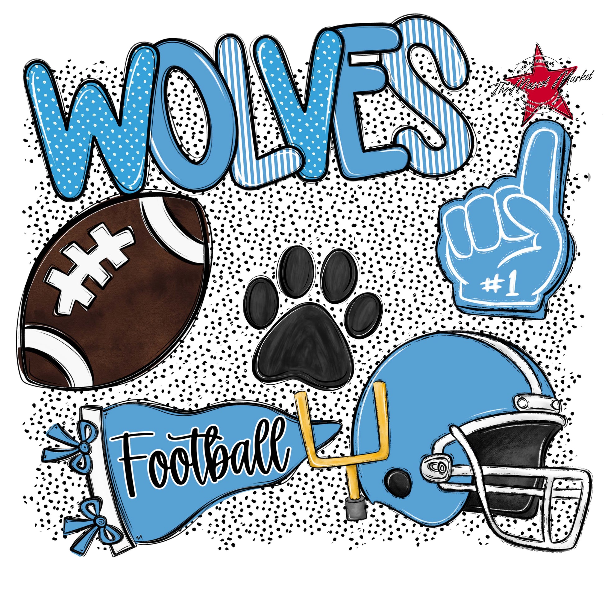 Wolves Football Spirit-Carolina Blue