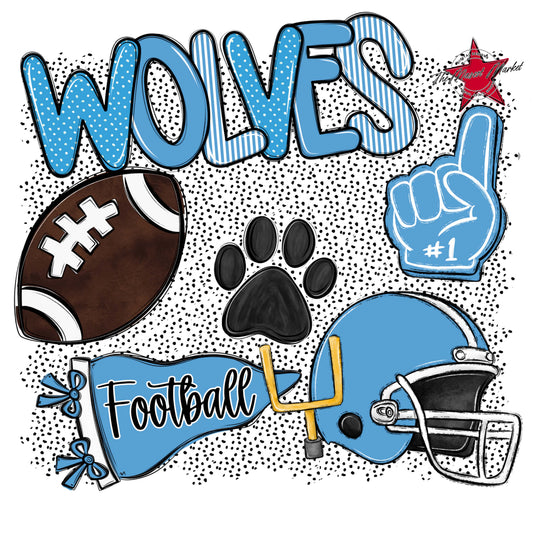 Wolves Football Spirit-Carolina Blue