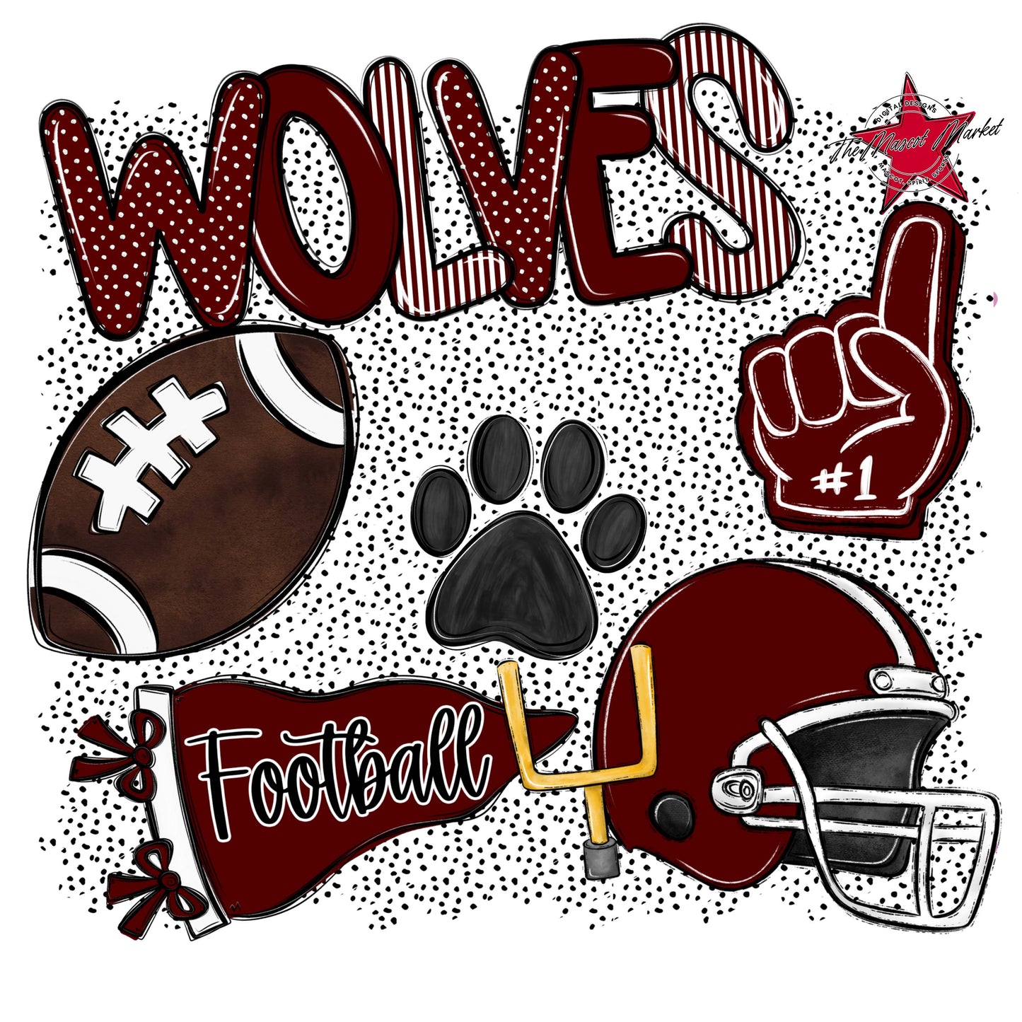 Wolves Football Spirit-Maroon
