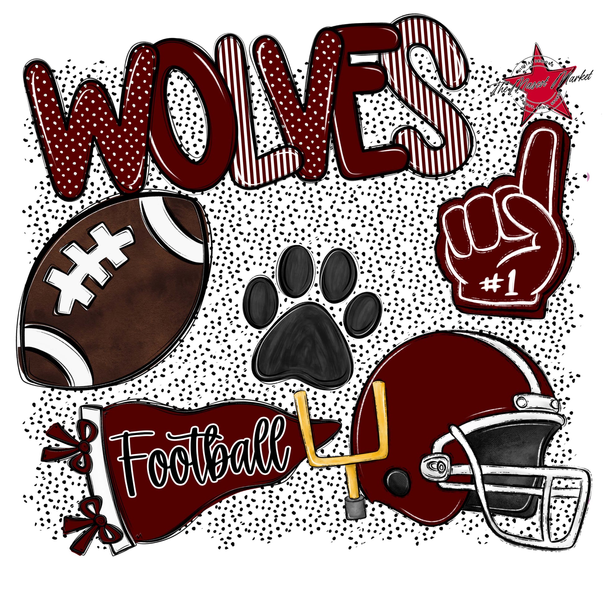 Wolves Football Spirit-Maroon