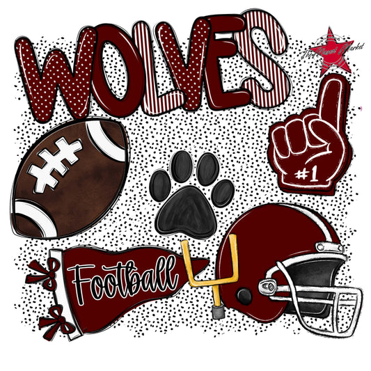 Wolves Football Spirit-Maroon