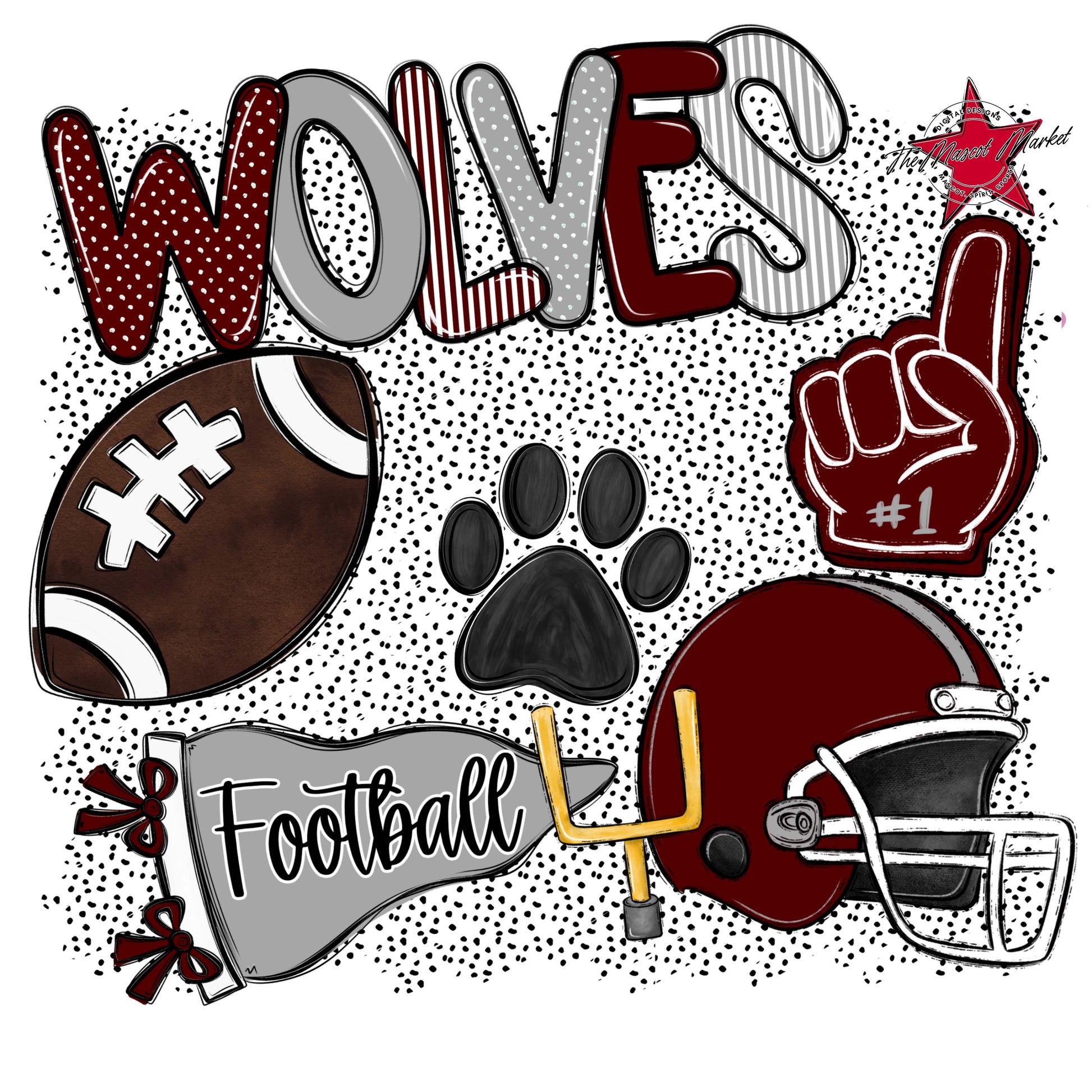 Wolves Football Spirit-Maroon & Grey