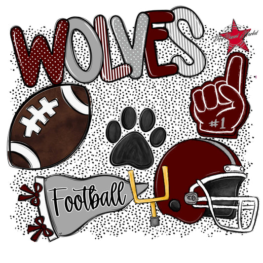 Wolves Football Spirit-Maroon & Grey