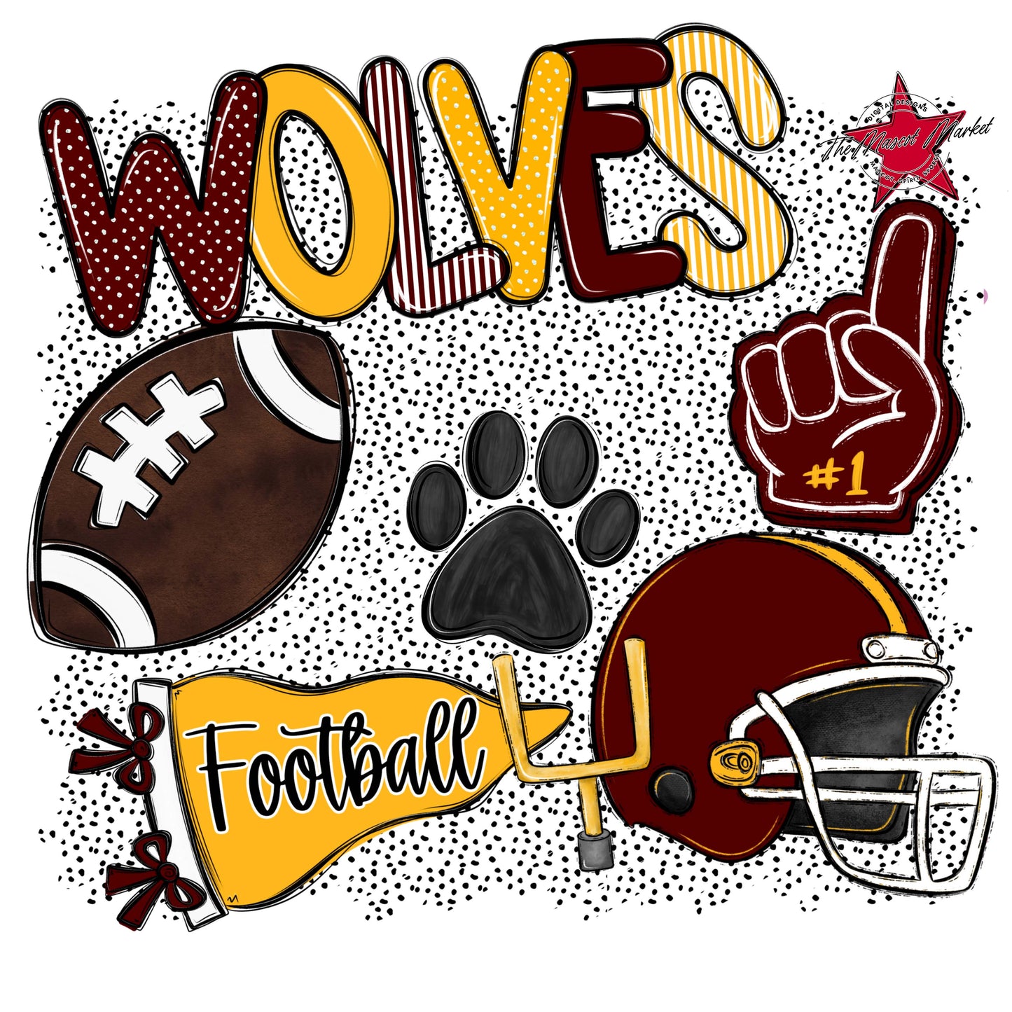 Wolves Football Spirit-Maroon & Yellow
