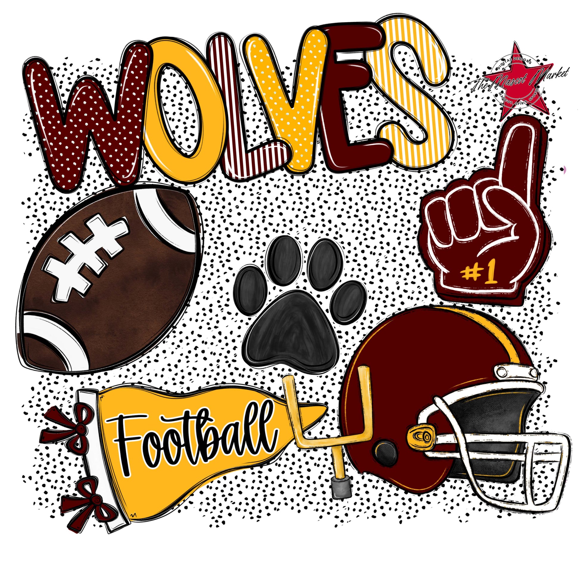 Wolves Football Spirit-Maroon & Yellow