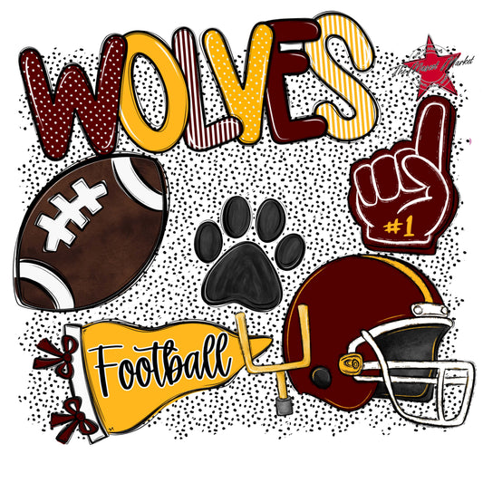 Wolves Football Spirit-Maroon & Yellow