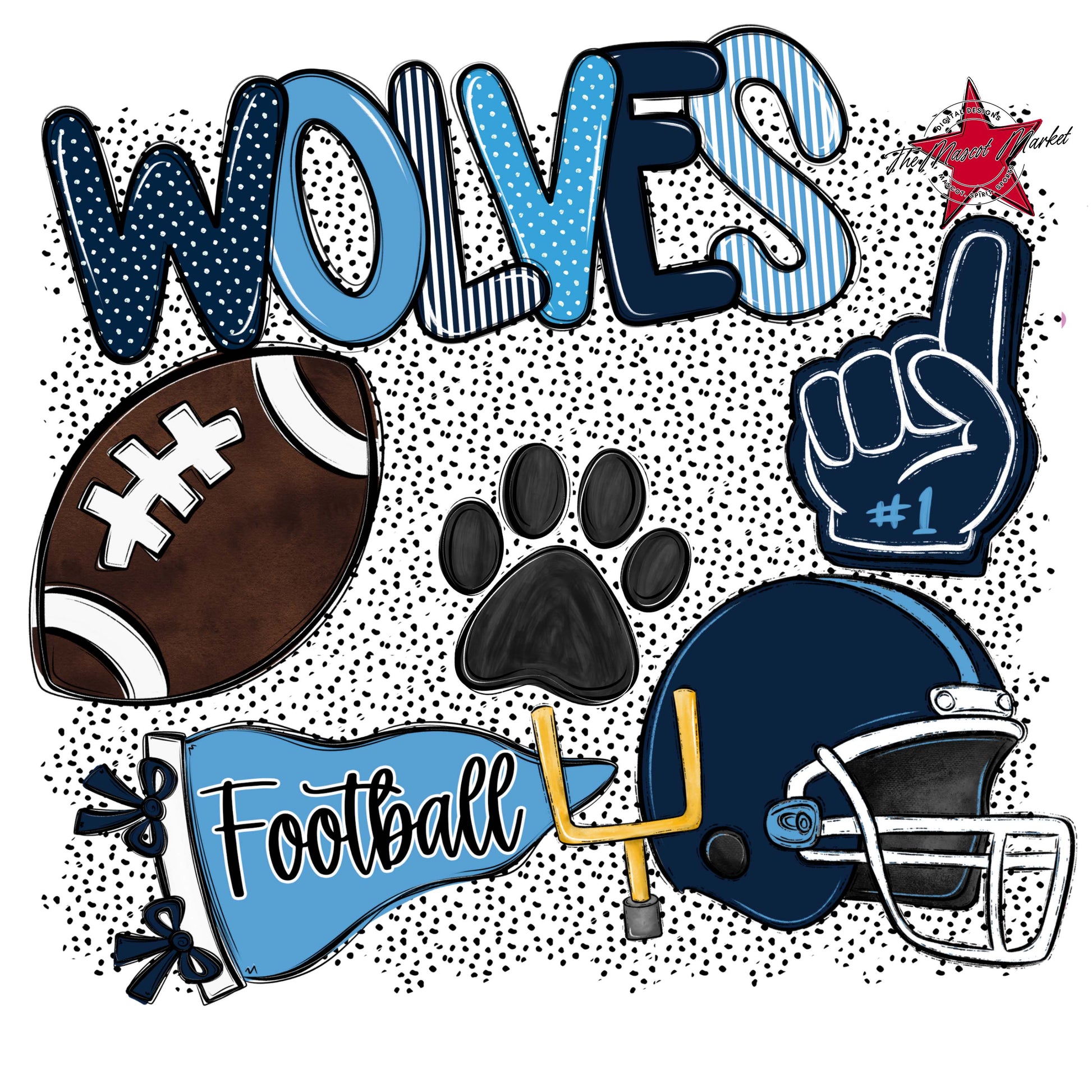 Wolves Football Spirit-Navy & Carolina Blue