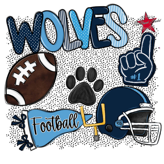 Wolves Football Spirit-Navy & Carolina Blue