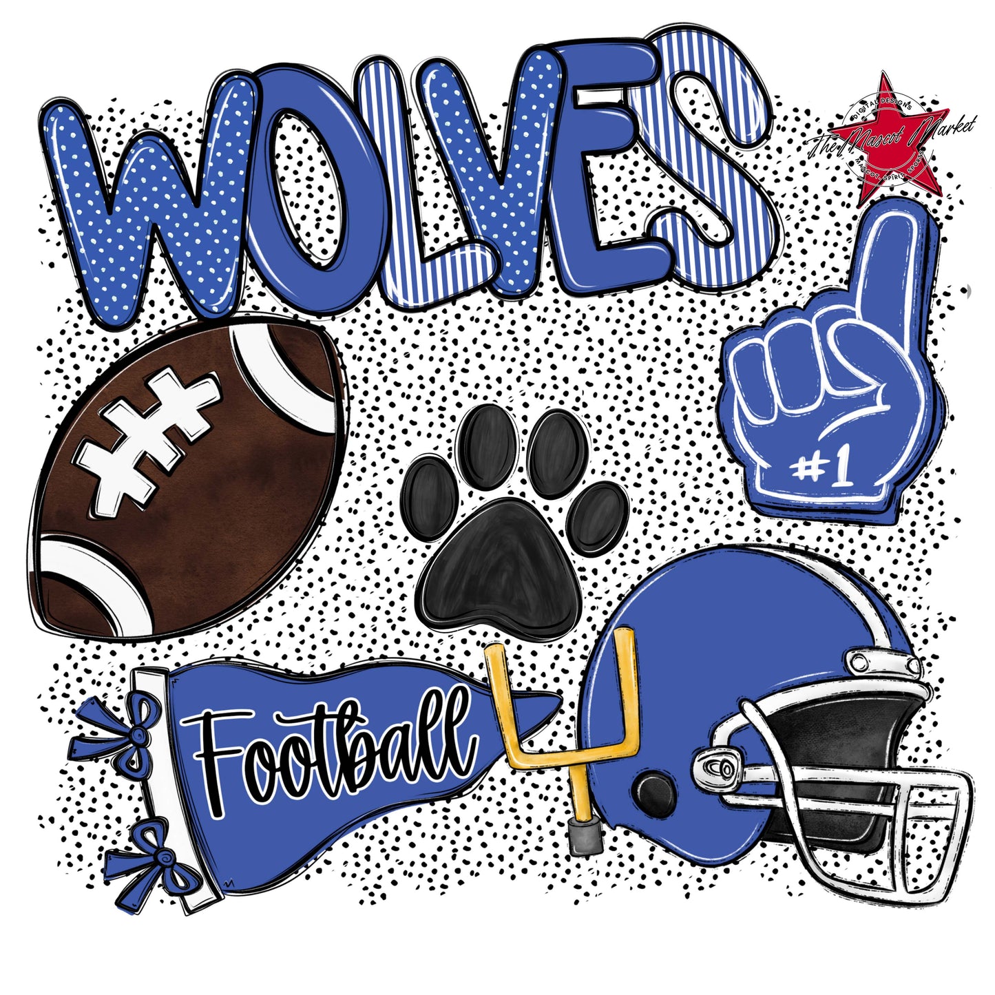 Wolves Football Spirit-Off Blue