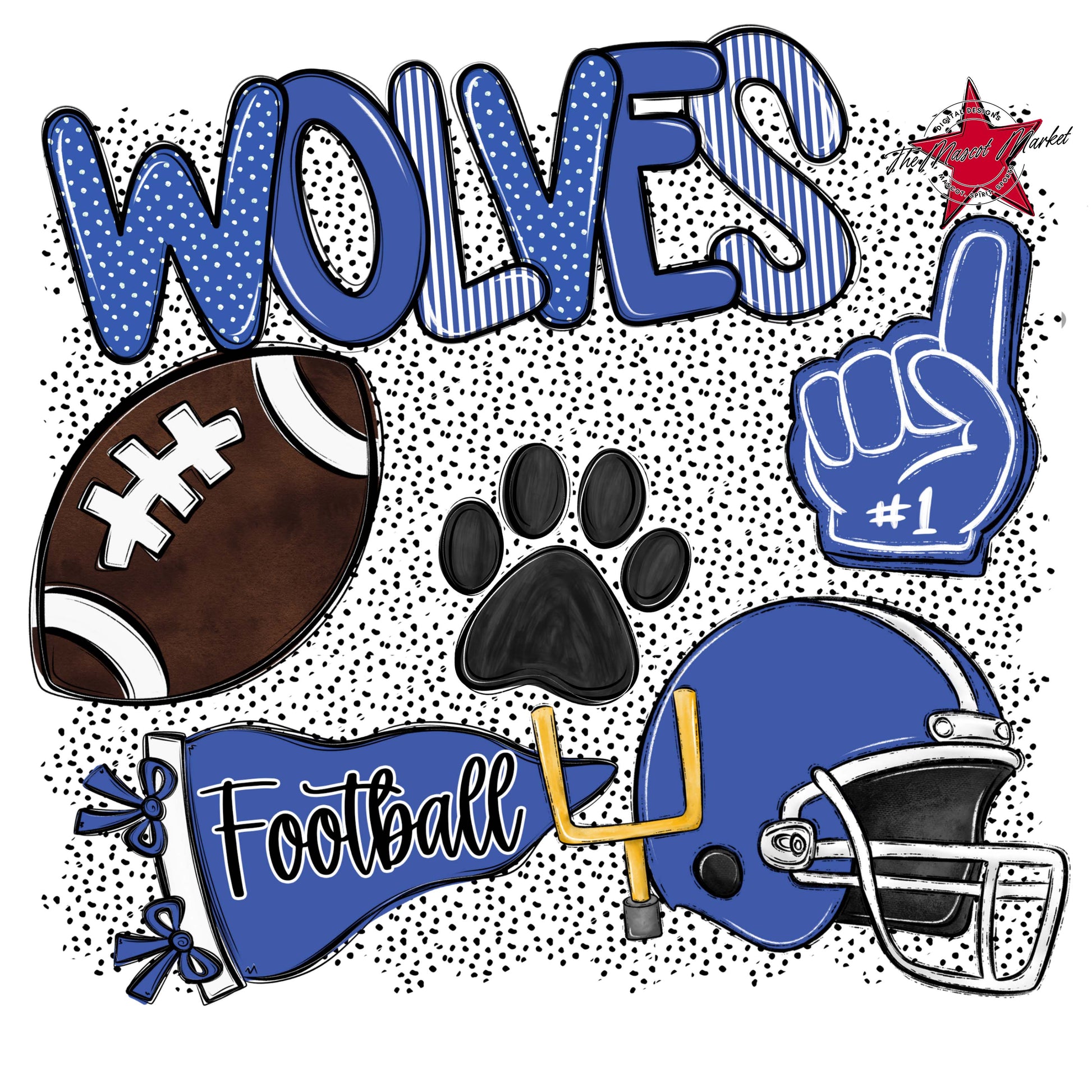 Wolves Football Spirit-Off Blue