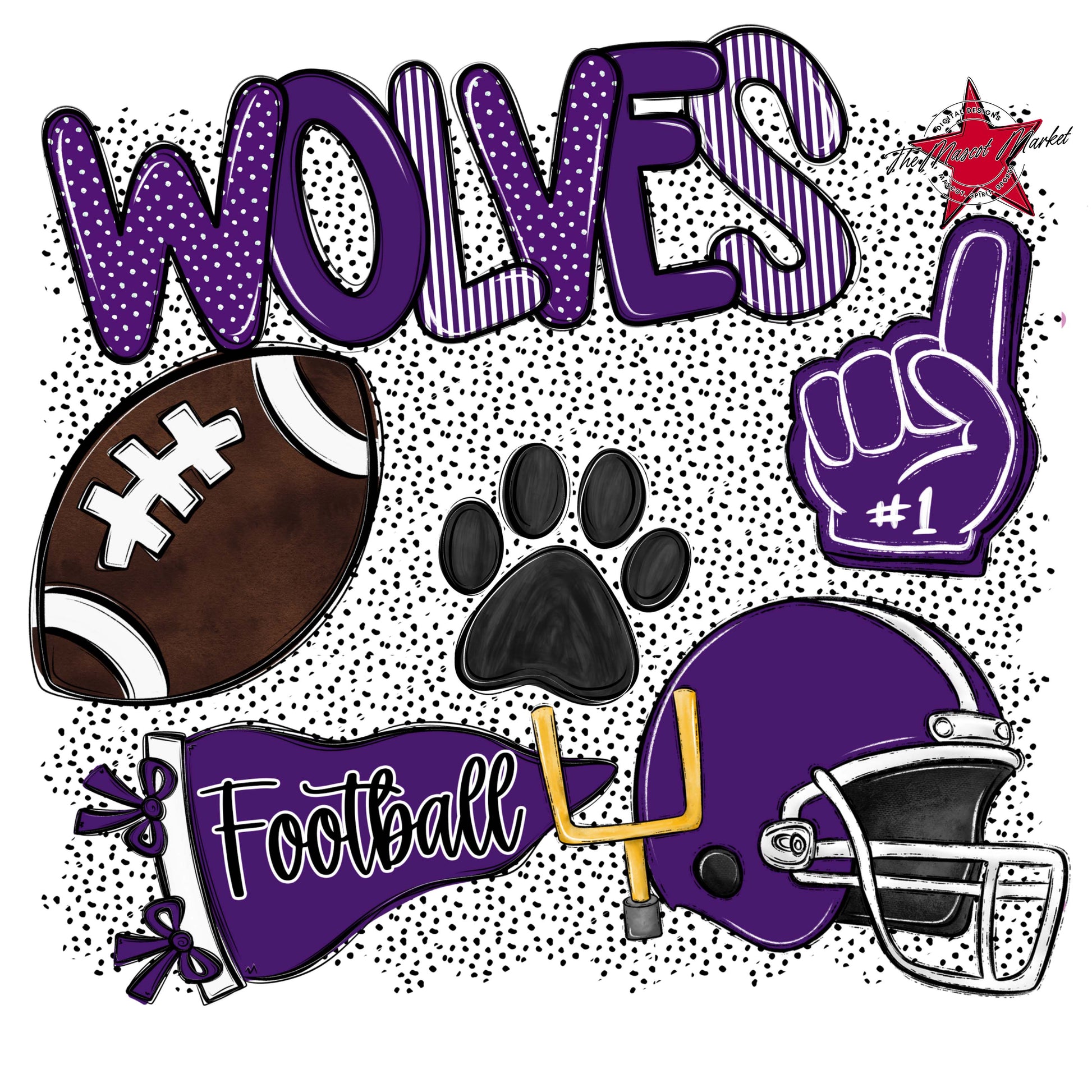 Wolves Football Spirit-Purple